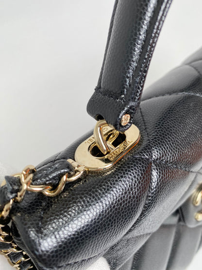 CHANEL Caviskin top handle chain shoulder bag