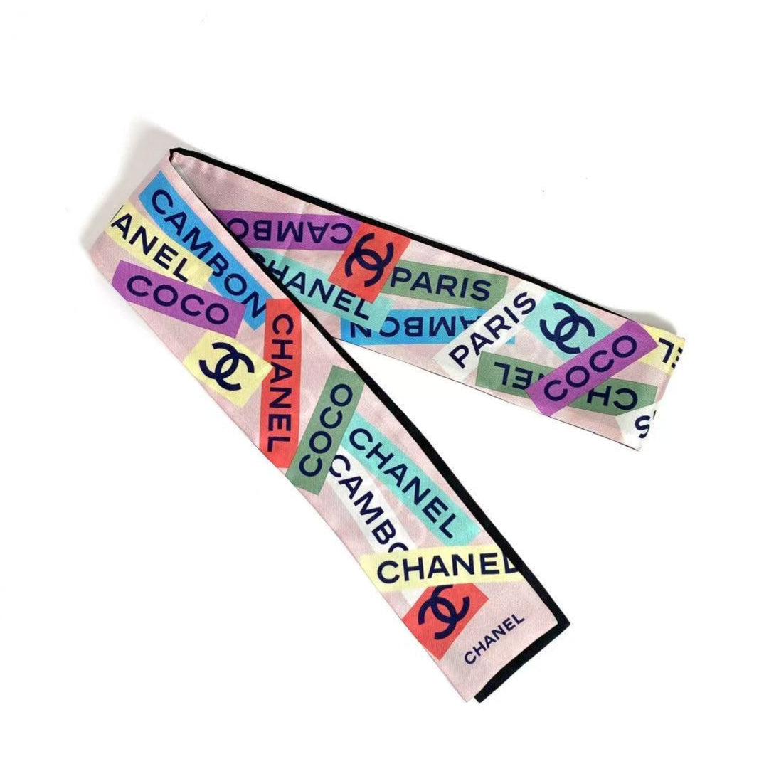 CHANEL Coco Mark Multicolor Scarf Hair Accessory